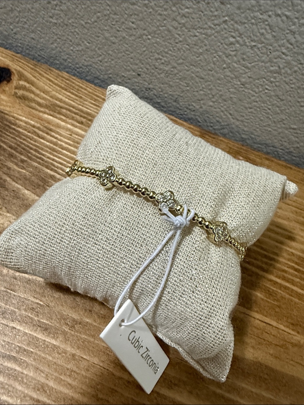 Gold Cubic Zirconia Floral Link Bracelet - Women's Jewelry